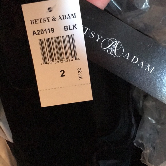 Betsy & Adam Long Black Velvet Dress with Mesh - Picture 5 of 5